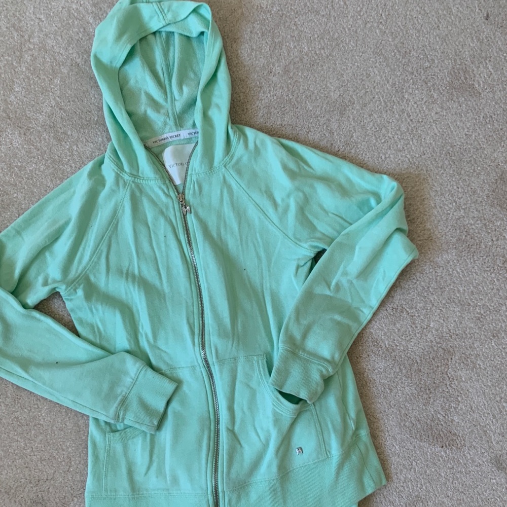 Victoria's Secret Mint Green Zip-Up Hoodie and pants